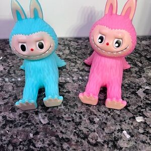 Pink and Blue Bunny Monster Figures phone holder